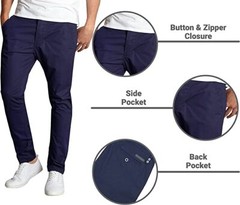Men’s Stretch Cotton Chino Pocket Casual Pants ( Size 30-42 ) NWT Free Shipping