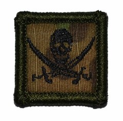 Pirate Jolly Roger Skull Cross Bones – 1×1 Military/ Patch Hook Backing