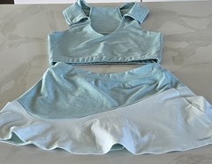Outdoor Voices 2 Piece Set Blue Sport Bra Skirt Shorts Activewear Size XS