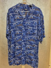 Mens Chaps XXL Blue Tropical Print Short Sleeve Blue And Multi Color