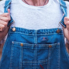 HISEA Men Denim Bib Overalls Relaxed Fit Workwear Roomy Dungarees PocketJumpsuit