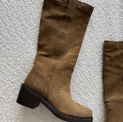 Frye Women’s Brown Suede Western Mid-Calf Pull-On Boots Leather Lined 8