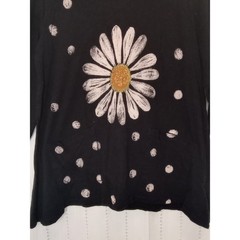 Jess & Jane “Happy Days” Daisy French Brushed Knit Top Art to Wear Artsy Boxy