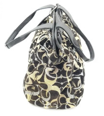 Coach Garnet LARGE Canvas Signature C Gathered Black Magic Bag Tote/Shoulder Bag