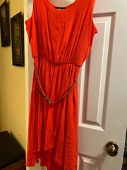 Volume One Juniors Sun Dress /belt size XL Orange cotton, polyester Open In Fron