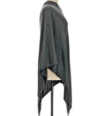 100% Cashmere Poncho Sweater Dark Gray Heavier Knit Artisan Made in Nepal OS