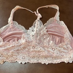 P J Salvage RN 15741 Pink Lace Sheer Wire Free Plunge Bra Size M #1629