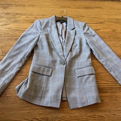 White House Black Market Blazer Size 2 Gray Blue One Button