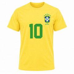 Brazil Custom Name Number Soccer Shirt Yellow Football Tee Men Women Kids Family