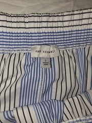 Free Assembly Women’s Blue White Striped Collared Blouse and Midi Skirt Set L