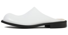 Firenze Atelier Men’s White Cow Leather Mules & Slip-on Clogs Leather Slippers