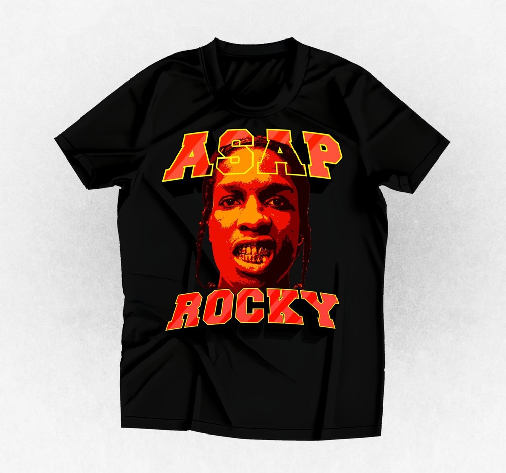 Rapper ASAP Rocky graphic t-shirt black large or any color and size you choose
