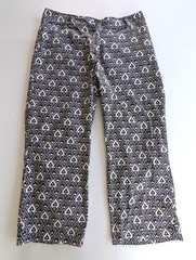 WORTHING STRETCH Sz 14 Black White Geo Cotton Stretch Capri Pants EUC