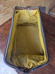 Brown Men’s Toiletry Bag Zip Closure Lined Top Handle Hot Stamped Initials