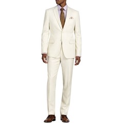 LUCCI Men’s Ivory 2-Button Slim-Fit Poplin Polyester Suit NEW