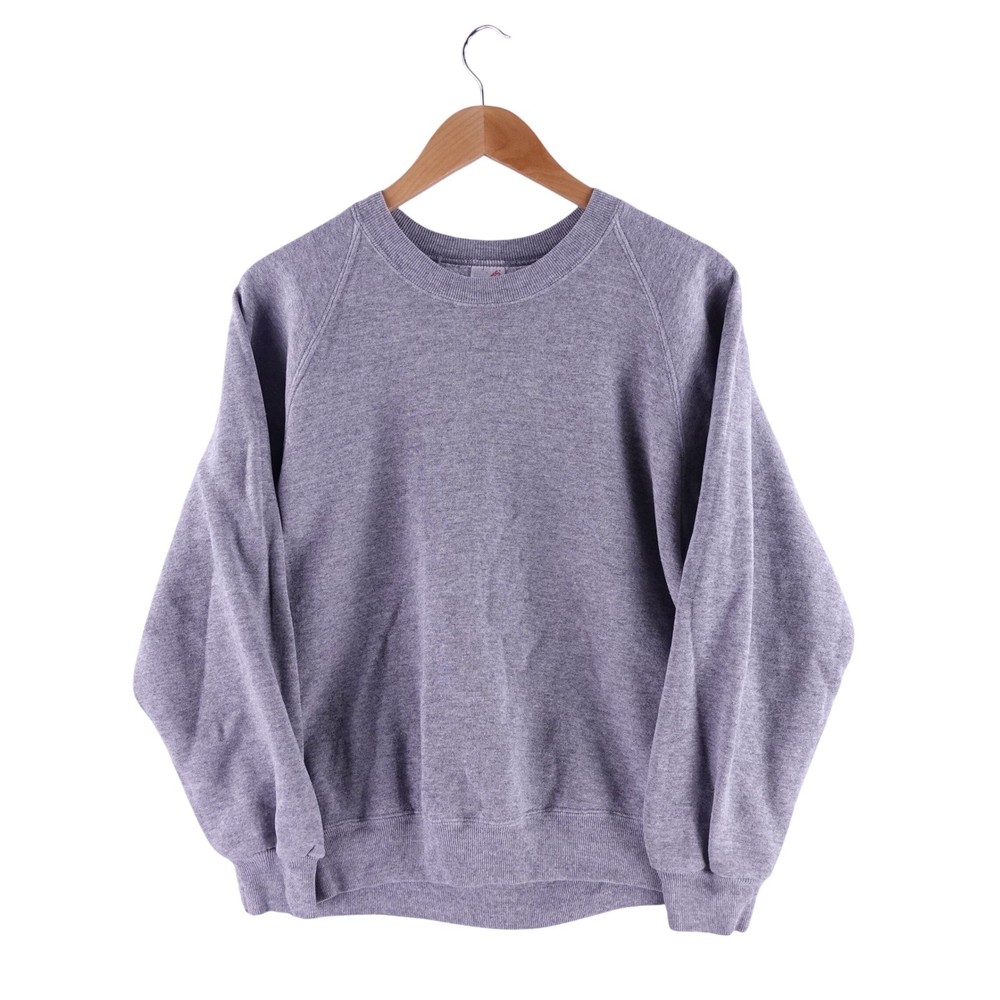 Vintage Jerzees Sweatshirt Mens Large Gray Raglan Blank Made in USA 80s 90s