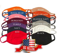 Face Mask Triple Layers 100% Cotton Washable Reusable Color Unisex Men Women