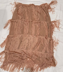 Anthropologie 8 Maeve Pink Fringe Tasseled Tiered Midi Skirt Boho Deco Western