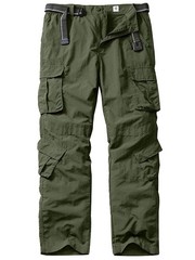 Men’s Lightweight Quick Dry Hiking Cargo Pants with 8 Pockets, Army Green, 32