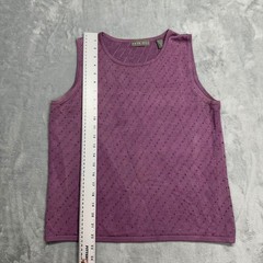 Kate Hill Womens Silk Blend Beaded Knit Shell Tank Top Plum Purple Medium