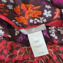 J Jill Rust Purple Fall Scarf 36″ X 36″ Viscose Rayon Leaves Tree $69