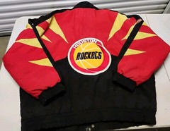 NBA Vintage Puffer Jacket Rockets Houston 1980 Apex One Multicolor L No Hoodie