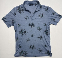 Travis Mathew Polo Shirt Mens M Blue Golf Pima Cotton Unique Design Print