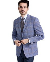 Michael Kors Mens Classic fit Sport Coat Blazer 44 R Light Blue Beige Plaid