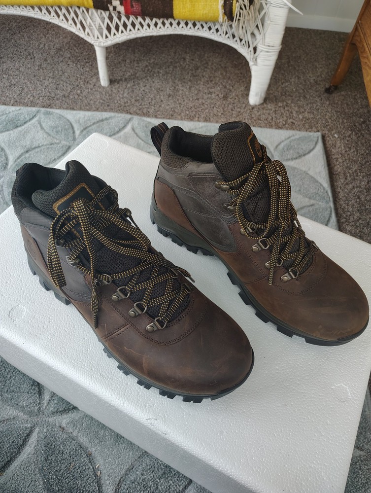 Timberland Mt. Maddsen Hiking Boots Brown Leather Mid Waterproof Shoes Mens 14