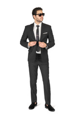 Slim Fit 2 Button Black Micro Texture Weave Mens Notch Lapel Suit 11812 AZARMAN