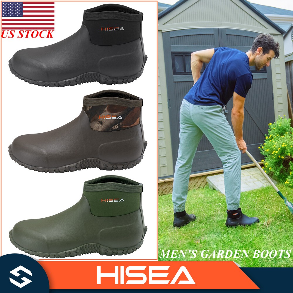 HISEA Men’s Garden Boots Waterproof Insulated Chore Working Shoes Mud Rain Boots
