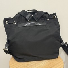 PRADA Nylon Small Backpack Black Triangle Logo Drawstring Flap Buckle Authentic