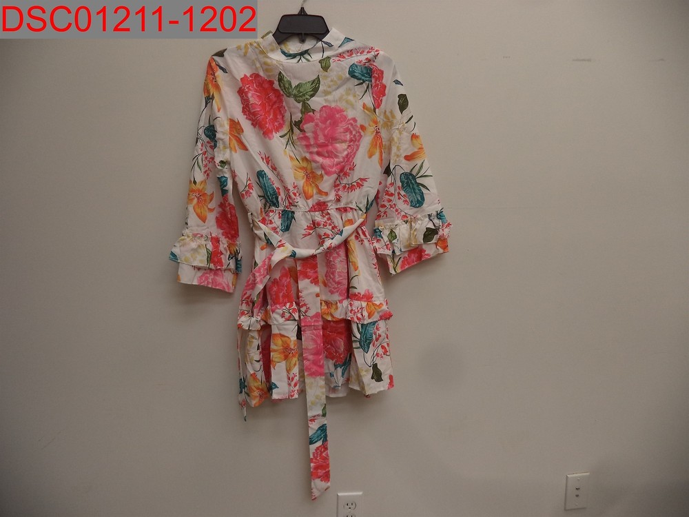 NWT – Women’s White Floral Mini Wrap Dress, Size S, 1464907