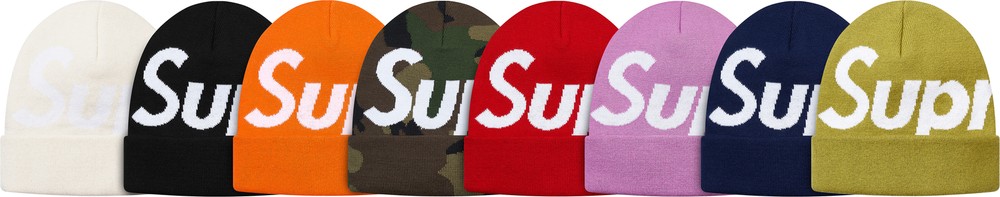 Supreme Big Logo Cashmere Beanie White Moss F/W 17