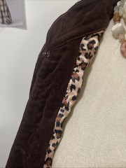 Ceres NWT USA Vintage Brown Corduroy Beaded Bolero Jacket Leopard Lined Small