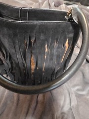 Burberry Women’s Animal Print Fringe Top Handle Bag w/ Pouch Magnetic Closure