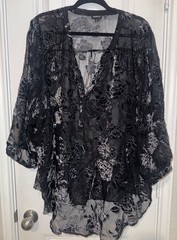 Torrid Black Velvet Burnout Sheer Kimono Blouse whimsygoth romantic gothic