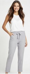 Venti6 Ivory Silver Metallic Sides Drawstring Stretch Pants Sz S – Made in Italy