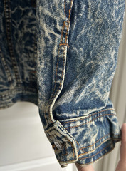 Vtg Acid Wash Denim Jean Jacket Men’s Large 90s Grunge Oversized Hip Hop Coat
