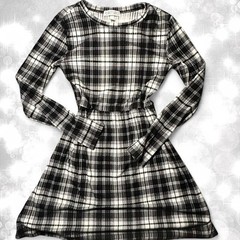 Alt style babydoll goth plaid long sleeve mini/midi dress
