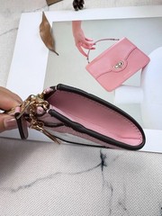 COACH CW870 Mini Skinny Id Case In Signature Canvas Card Pink Wallet With Box