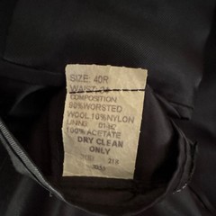 Bill Blass Black Label Men’s Black Pinstripe Worsted Wool 2-Pc Suit 40R 34W