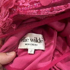 Ellie Wilde by Mon Cheri Pink Lace Sequin Mini Dress V-Neck Size 2