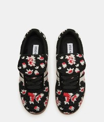 Steve Madden Men’s Low Top Lace-Up Floral Sneaker Black Red White Tan US 6