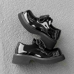 Men’s Women’s Round Toe Patent Leather Office Shoes Platform Mary Janes Oxfords