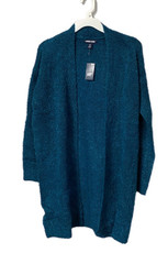 Lands End Women’s Long, Open Cardigan, Teal, SMALL, MEDIUM, NWT SHIPS FREE