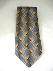 MEN’S STAFFORD TIE NECKTIE – COLORS OF BLUE, TAN AND GRAY – IMPORTED SILK – USA