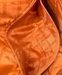Longchamp Orange Leather Tote Bag Zip Top Large Handbag W 15.7 in Authentic