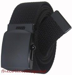 NEW 1.5″ inch WIDE ADJUSTABLE CANVAS MILITARY WEB GOLF BLACK BELT BUCKLE