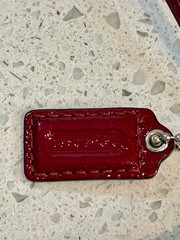 COACH Signature Logo Sateen Pleated Large Wristlet – Khaki / Garnet Red – NICE!